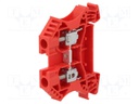 Splice terminal: rail; 6mm2; ways: 1; terminals: 2; red; wemid; TS35