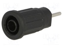 Socket; 4mm banana; 24A; 1kVDC; black; nickel plated; on panel