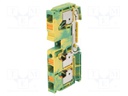 Splice terminal: rail; 10mm2; ways: 1; terminals: 3; yellow-green