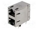 Socket; RJ45; PIN: 8; shielded,double,with LED; Layout: 8p8c; THT