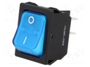 ROCKER; DPST; Pos: 2; OFF-ON; 10A/250VAC; blue; neon lamp 250V; 50mΩ