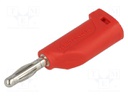 Plug; 4mm banana; 16A; 33VAC; 70VDC; red; Max.wire diam: 4mm
