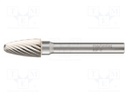 Rotary burr; Ø: 10mm; L: 65mm; metal; Working part len: 20mm
