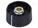 Knob; with pointer; ABS; Shaft d: 6mm; Ø31x15.5mm; black