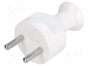 Connector: AC supply; plug; Layout: 2P; Type: round; white; 230VAC