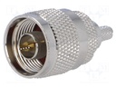 Plug; N; male; straight; RG58; 5.2mm; push-in,crimped; gold-plated