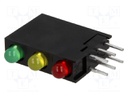 LED; in housing; red/green/yellow; 3mm; No.of diodes: 3; 20mA; 40°