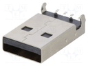 Plug; USB A; on PCBs; SMT; PIN: 4; horizontal; USB 2.0; gold-plated