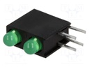 LED; in housing; green; 3mm; No.of diodes: 2; 20mA; 40°; 2.2÷2.5V