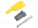 Plug; 4mm banana; 36A; 1kVAC; yellow; insulated; 58.9mm; 2.5mm2
