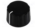 Knob; conical,with pointer; ABS; Shaft d: 6mm; Ø28.5x17.1mm; black