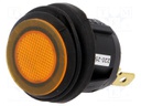 ROCKER; SPST; Pos: 2; OFF-ON; 10A/250VAC; orange; IP65; 50mΩ; UL94V-2