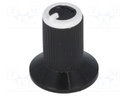 Knob; with flange; plastic; Shaft d: 6mm; Ø10x19mm; black; white