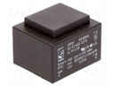 Transformer: encapsulated; 6VA; 230VAC; 12V; 500mA; Mounting: PCB