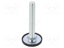 Foot of pin; without locknut,adjustable,with no-slip disk