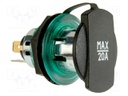 Car lighter socket adapter; car lighter socket x1; 20A; green