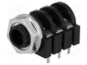 Socket; Jack 6,3mm; female; stereo; with on/off switch; THT