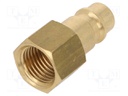 Thread plug-in EURO; Mat: brass; V: nipple; Int.thread: 1/4"