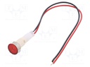Indicator: LED; flat; 230VDC; 230VAC; Cutout: Ø10mm; 200mm leads