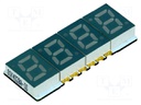 Display: LED; 7-segment; 7mm; 0.28"; No.char: 4; green; 5÷15mcd; SMD