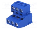 PCB terminal block; angled 90°; 5mm; ways: 6; on PCBs; double deck