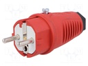Connector: AC supply; plug; male; 16A; 250VAC; IP54; Layout: 2P+PE