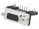 D Sub Connector, DB9, Standard, Receptacle, FCI Delta D Series, 9 Contacts, DE, Solder