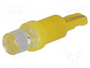 LED lamp; yellow; T5; Urated: 12VDC; 1lm; No.of diodes: 1; 0.24W