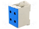 Splice terminal: rail; 35÷240mm2; ways: 1; terminals: 4; blue; TS35