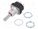 Switch: toggle; Pos: 3; DPDT; ON-OFF-ON; 0.1A/28VAC; Leads: screw