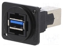 Coupler; USB A socket,USB B socket; FT; USB 3.0; metal; 19x24mm
