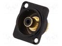 Socket; RCA; female; soldering; gold-plated; Marker: black