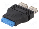 Transition: adapter; USB 3.0 19pin,USB A socket x2