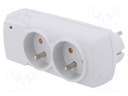 Plug socket strip: protective; Sockets: 2; 230VAC; 10A; white