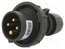 Connector: AC supply 3-phase; plug; male; 16A; 400VAC; IEC 60309