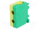 Splice terminal: rail; 50mm2; ways: 1; terminals: 2; yellow-green