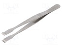 Tweezers; 120mm; SMD; Blades: straight,wide; Blade tip shape: hook