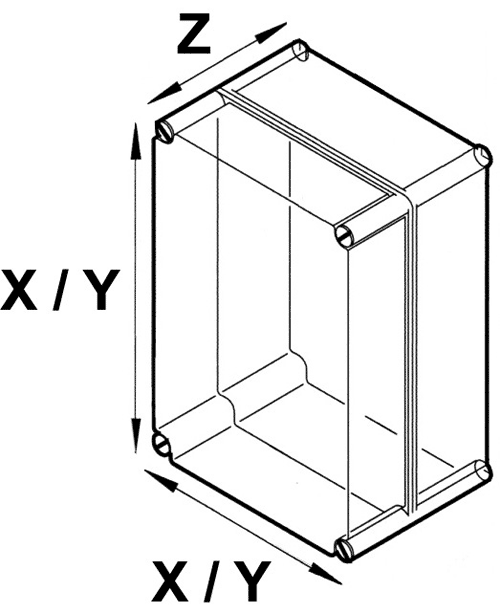 Enclosure: designed for potting; X: 42mm; Y: 42mm; Z: 13.6mm; ABS