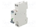 RCBO breaker; Inom: 16A; Ires: 30mA; Poles: 1+N; 230/400VAC; DIN