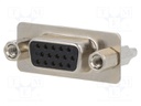 D-Sub; socket; female; on PCBs; THT; Locking: screws; 5A