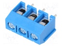 PCB terminal block; angled 90°; 5mm; ways: 3; on PCBs; 1.5mm2; 16A
