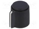 Knob; with pointer; plastic; Shaft d: 6.35mm; Ø13x15mm; black