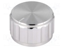 Knob; with pointer; aluminium; Shaft d: 6.35mm; Ø25x15mm; silver