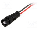 Indicator: LED; recessed; 220VDC; Cutout: Ø11mm; IP40; 300mm leads