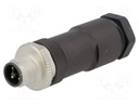 Plug; M12; PIN: 4; male; T code-Power; for cable; screw terminal