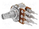 Potentiometer: shaft; single turn; 1kΩ; 63mW; ±20%; THT; 6mm; metal