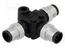 T adapter; M12 male x3; A code-DeviceNet / CANopen; PIN: 4; IP68