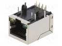 Socket; RJ45; PIN: 8; gold-plated; Layout: 8p8c; on PCBs; THT
