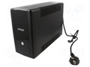 Power supply: UPS; 115x320x220mm; 900W; 1.5kVA; 9.8kg; Schuko x4