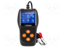 Tester: battery; LCD; VDC: 12V; Additional functions: data logger